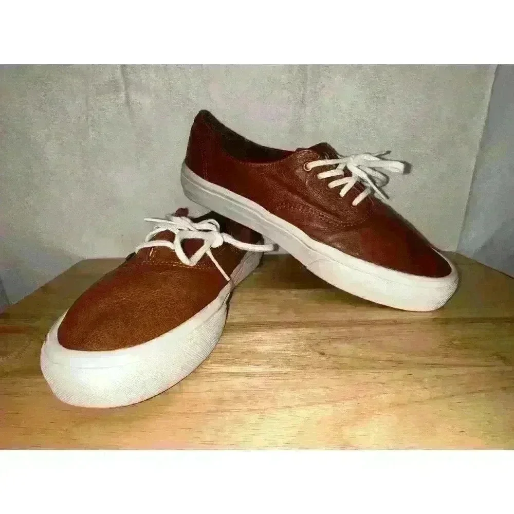 Van's Off the Wall Authentic Decon Premium Leather Brown Men's Size 10‎